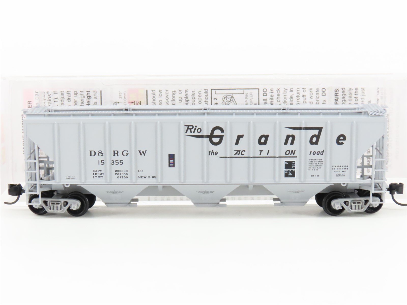 N Scale Micro-Trains MTL 09600071 D&RGW Rio Grande 3-Bay Covered Hopper #15355