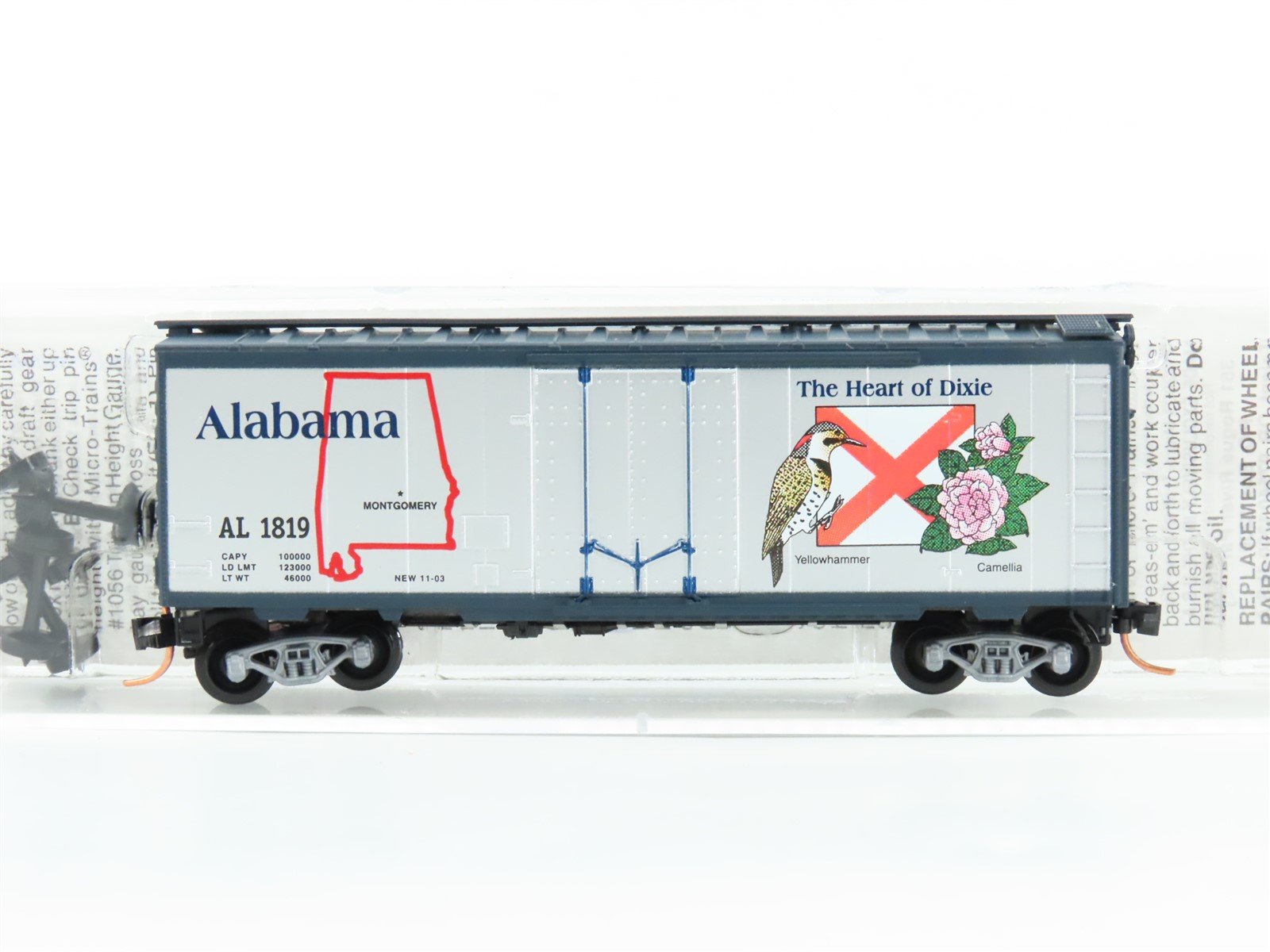 N Scale Micro-Trains MTL 21372 AL Alabama State 40' Standard Boxcar #1819