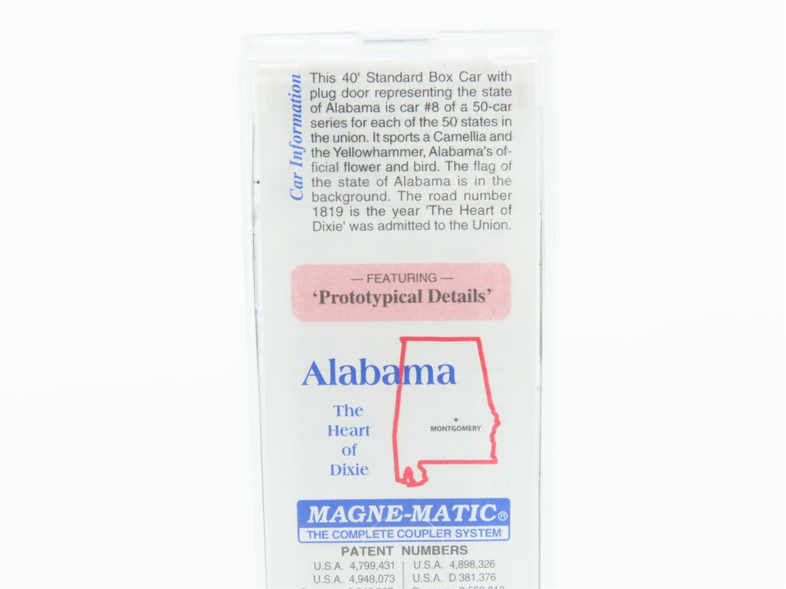 N Scale Micro-Trains MTL 21372 AL Alabama State 40' Standard Boxcar #1819