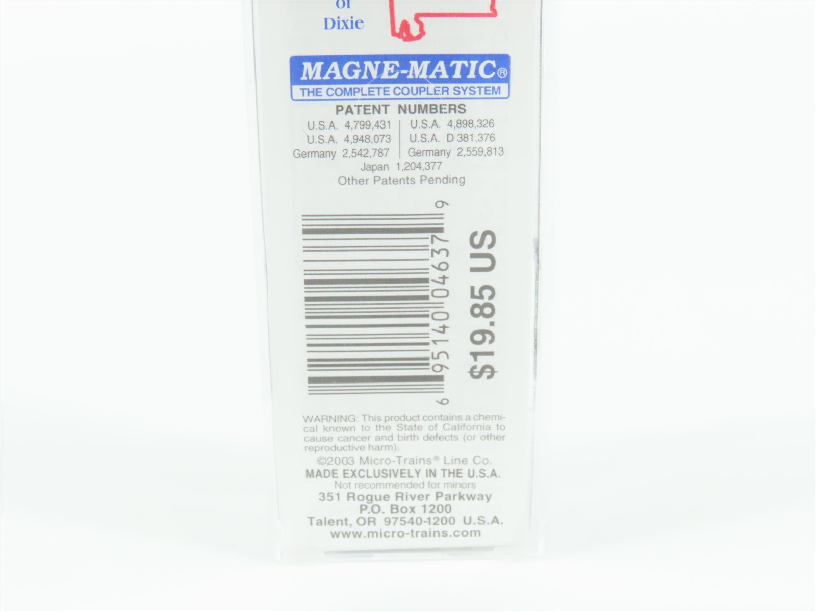 N Scale Micro-Trains MTL 21372 AL Alabama State 40' Standard Boxcar #1819