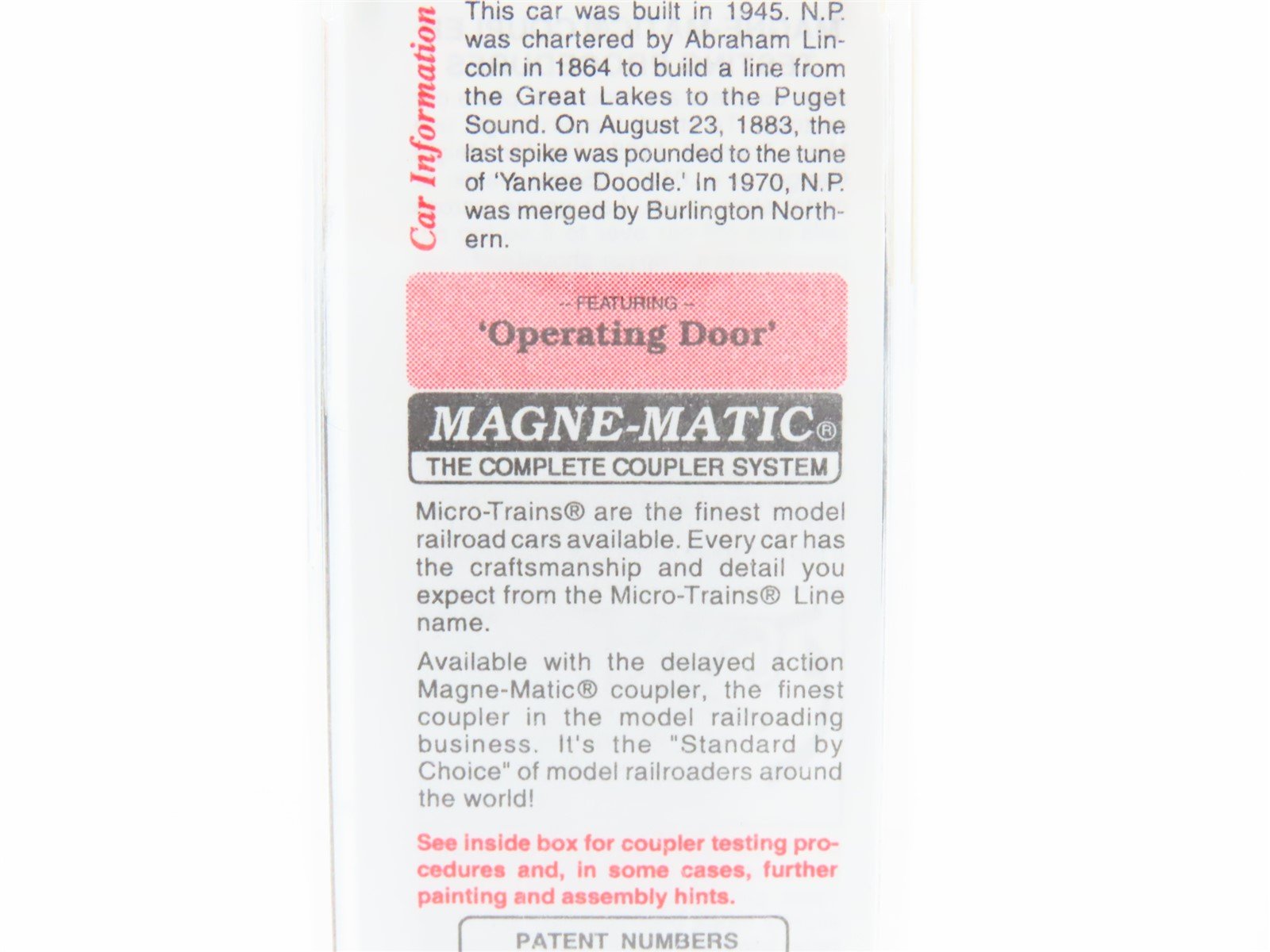 N Scale Micro-Trains MTL 20236 NP Northern Pacific 40' Single Door Box Car #1001