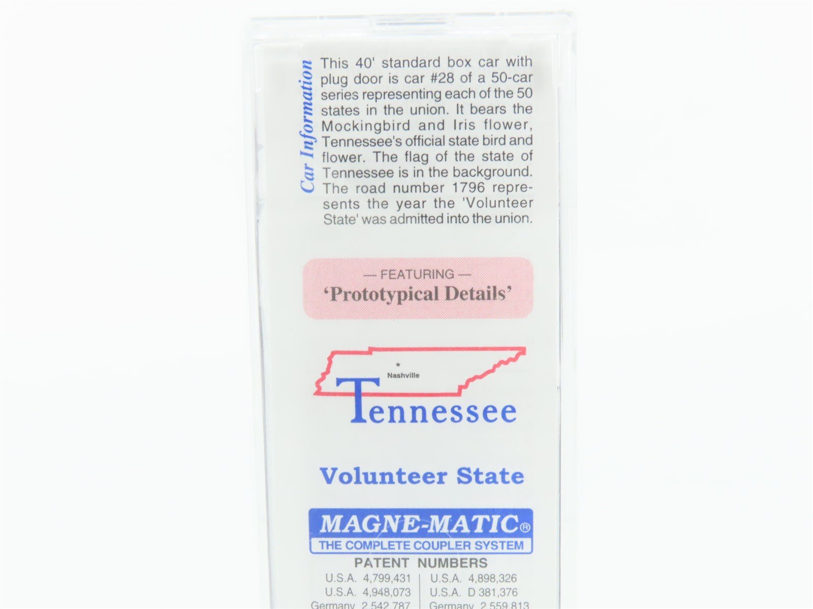 N Scale Micro-Trains MTL 02100392 TN Tennessee State 40' Standard Boxcar #1796