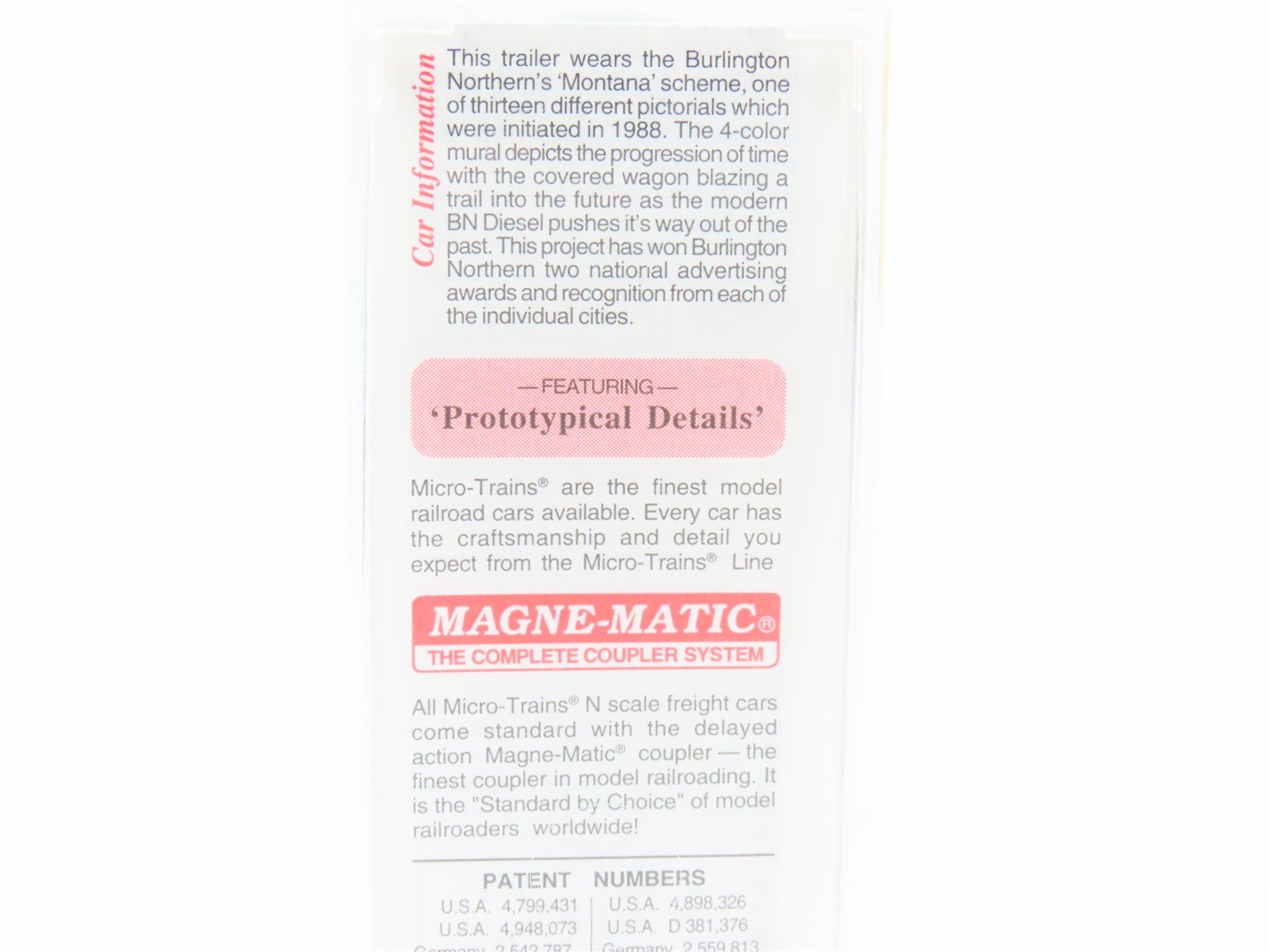 N Scale Micro-Trains MTL 67150 BNZ Intermodal Montana 45' Trailer #237884