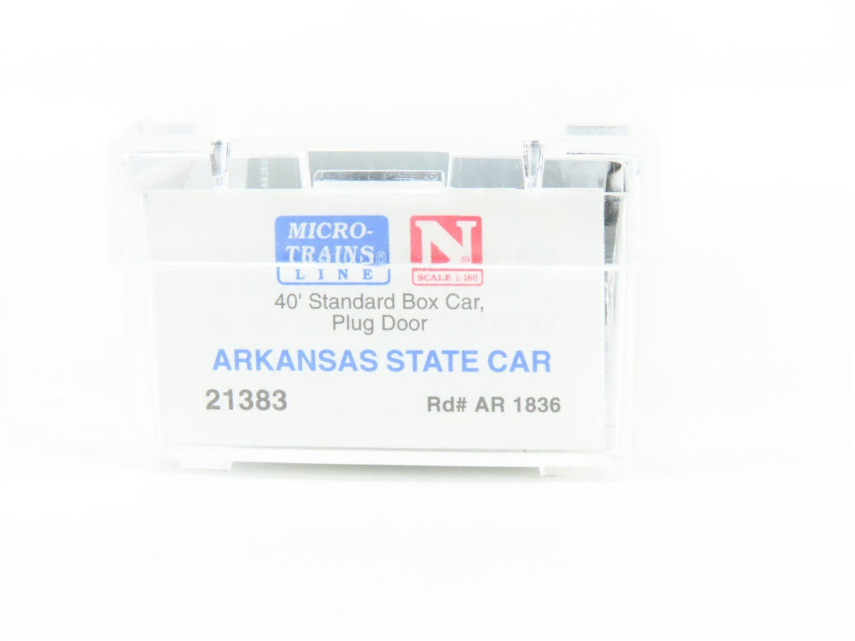 N Micro-Trains MTL 21383 AR Arkansas State 40&#39; Standard Boxcar #1836