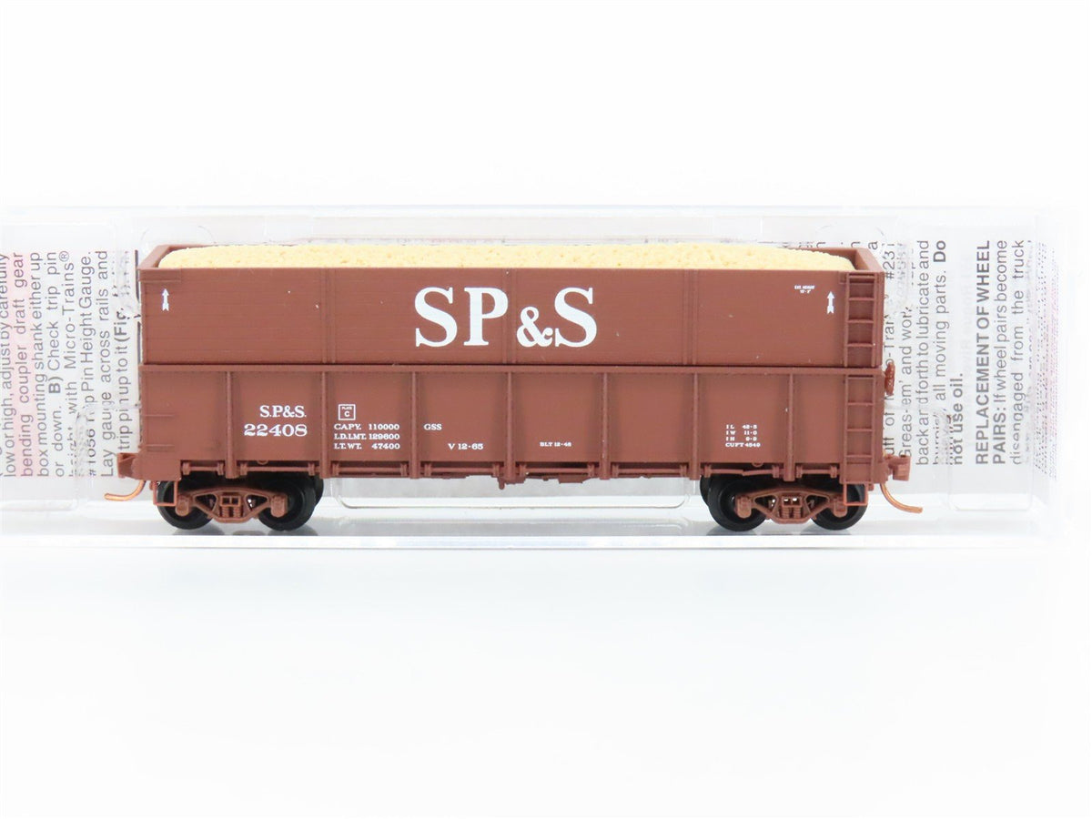 N Scale Micro-Trains MTL 08400011 SP&amp;S 40&#39; Woodchip Gondola #22408 w/load