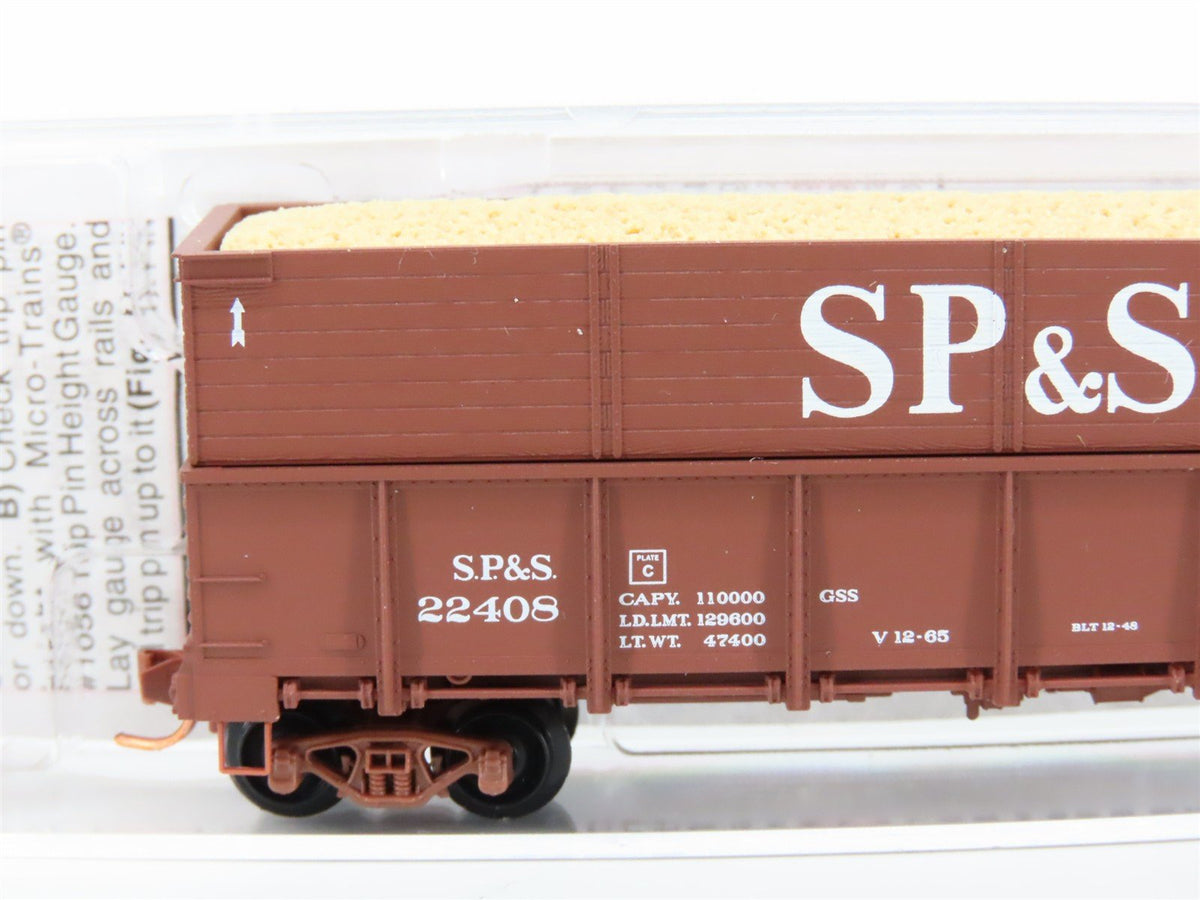 N Scale Micro-Trains MTL 08400011 SP&amp;S 40&#39; Woodchip Gondola #22408 w/load