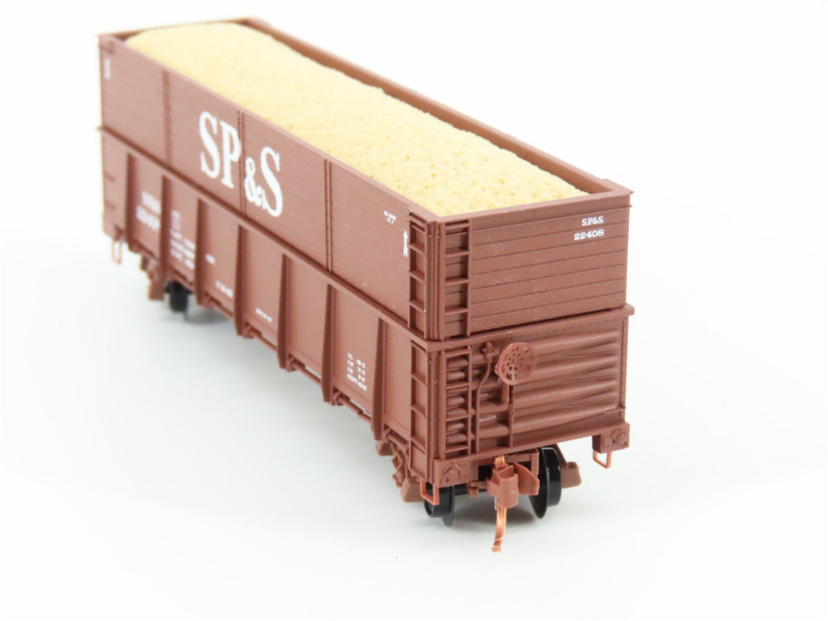 N Scale Micro-Trains MTL 08400011 SP&amp;S 40&#39; Woodchip Gondola #22408 w/load