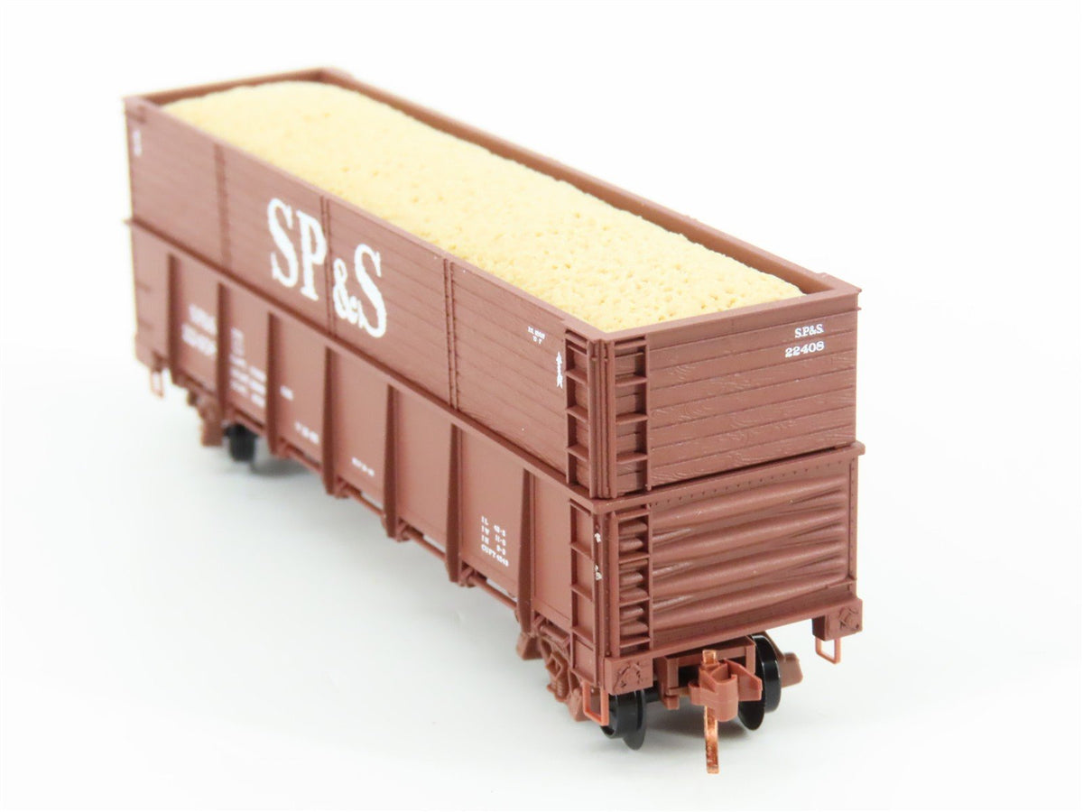 N Scale Micro-Trains MTL 08400011 SP&amp;S 40&#39; Woodchip Gondola #22408 w/load