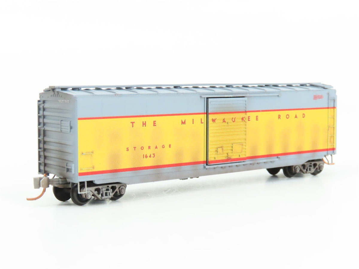 N Micro-Trains MTL 03144510 MILW Milwaukee Road 50&#39; Boxcar #1643 Weathered