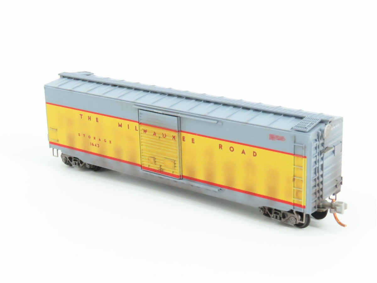 N Micro-Trains MTL 03144510 MILW Milwaukee Road 50&#39; Boxcar #1643 Weathered