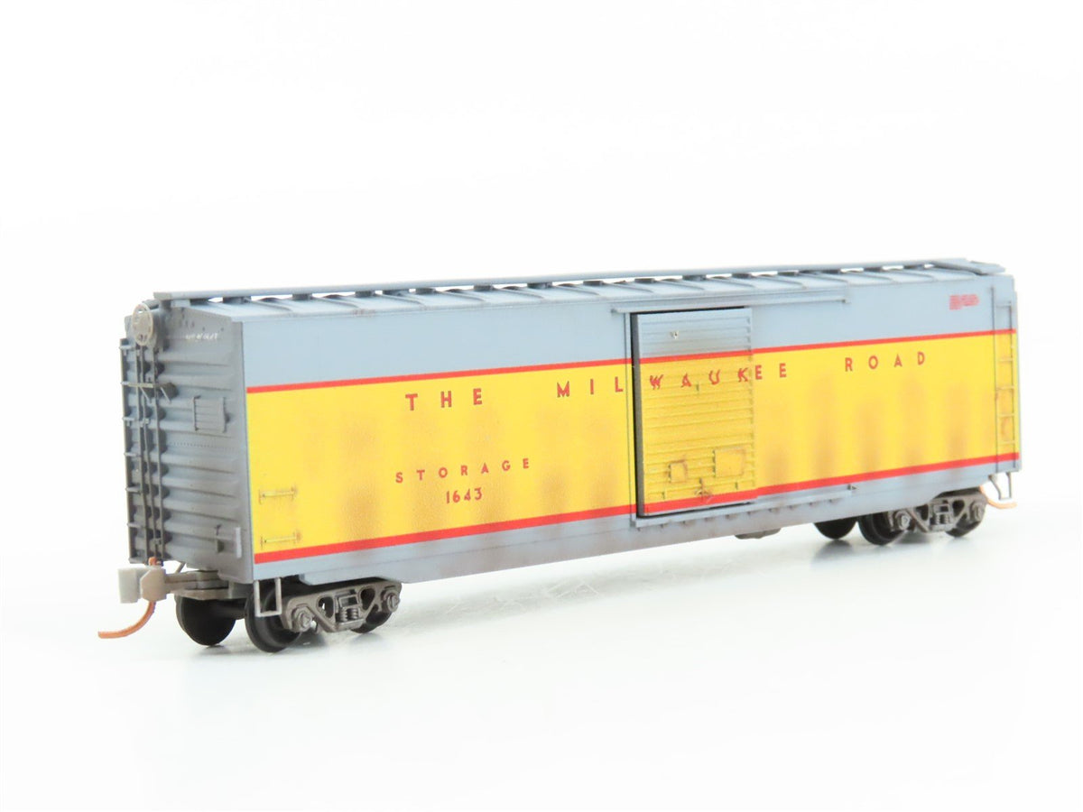 N Micro-Trains MTL 03144510 MILW Milwaukee Road 50&#39; Boxcar #1643 Weathered