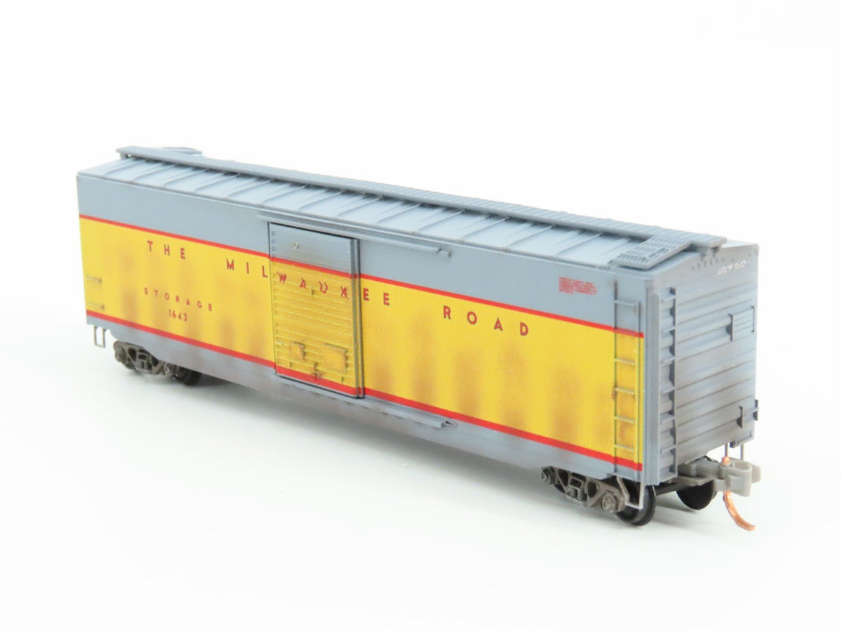 N Micro-Trains MTL 03144510 MILW Milwaukee Road 50&#39; Boxcar #1643 Weathered