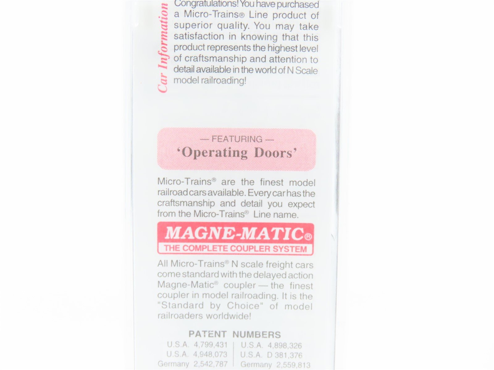 N Scale Micro-Trains MTL 41000 Undecorated 1-1/2 Door 40' Wood Box Car