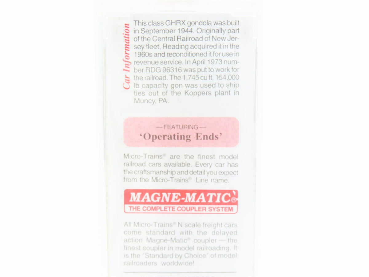 N Scale Micro-Trains MTL 46370 RDG Reading 50&#39; Open Gondola #96316