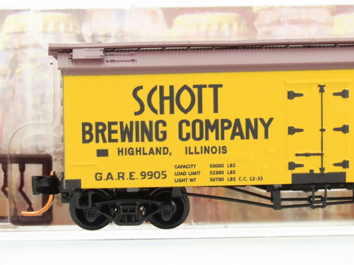 N Micro-Trains MTL 05800170 GARE Schotts Brewing 36&#39; Wood Ice Reefer Car #9905