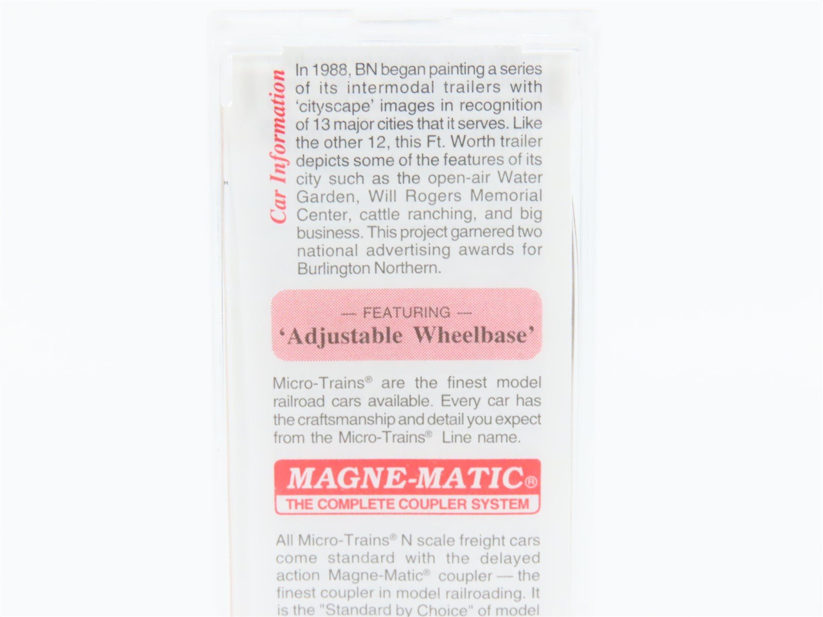 N Scale Micro-Trains MTL 67160 BNZ Intermodal Fort Worth 45' Trailer #237907