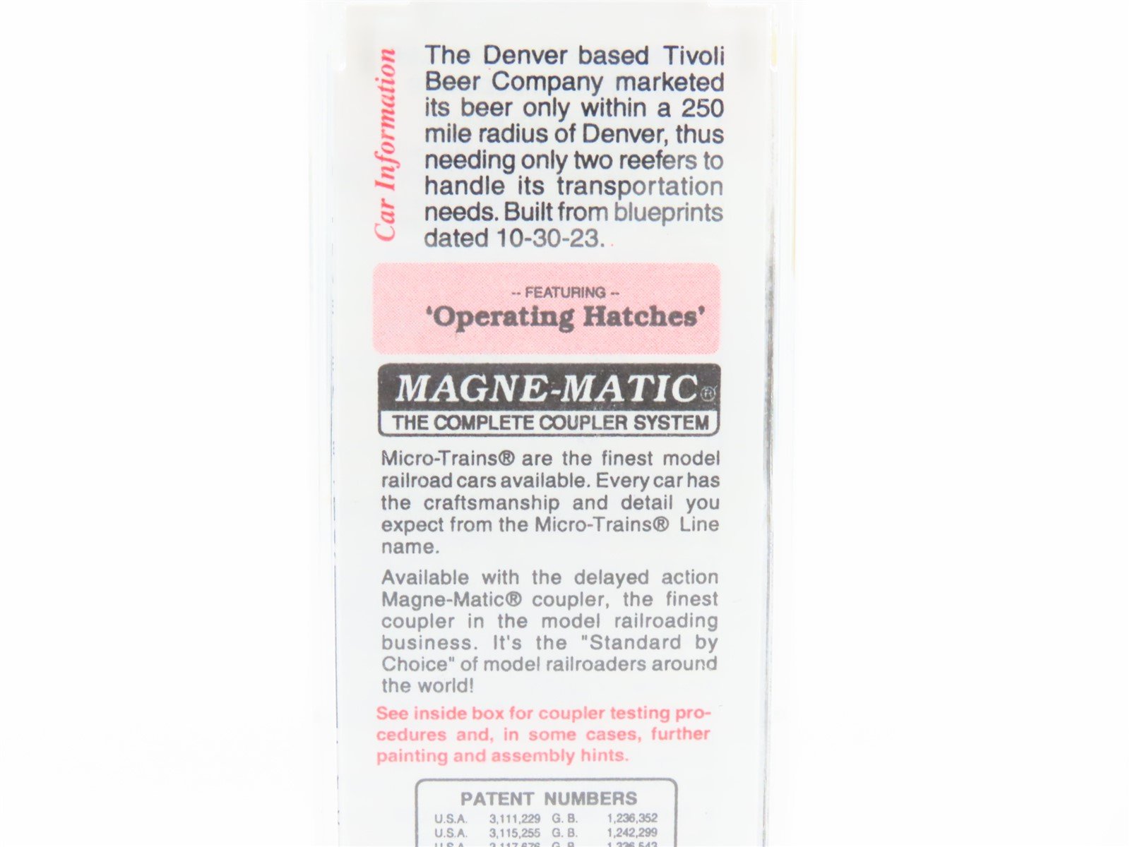 N Scale Micro-Trains MTL 49440 TUX Tivoli Beer 40' Wood Reefer #5100