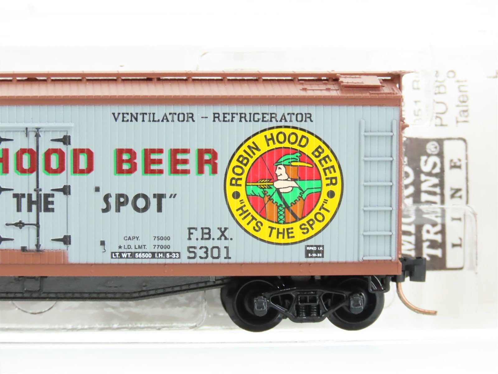 N Scale Micro-Trains MTL 49450 FBX Robin Hood Beer 40' Wood Reefer #5301