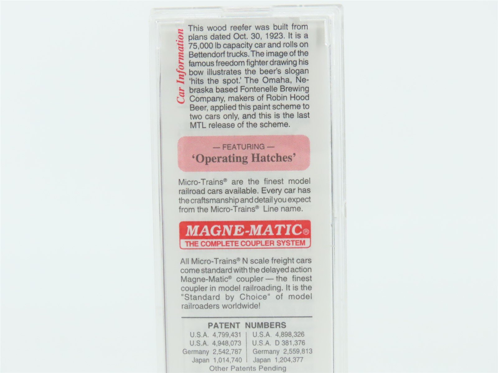 N Scale Micro-Trains MTL 49450 FBX Robin Hood Beer 40' Wood Reefer #5301