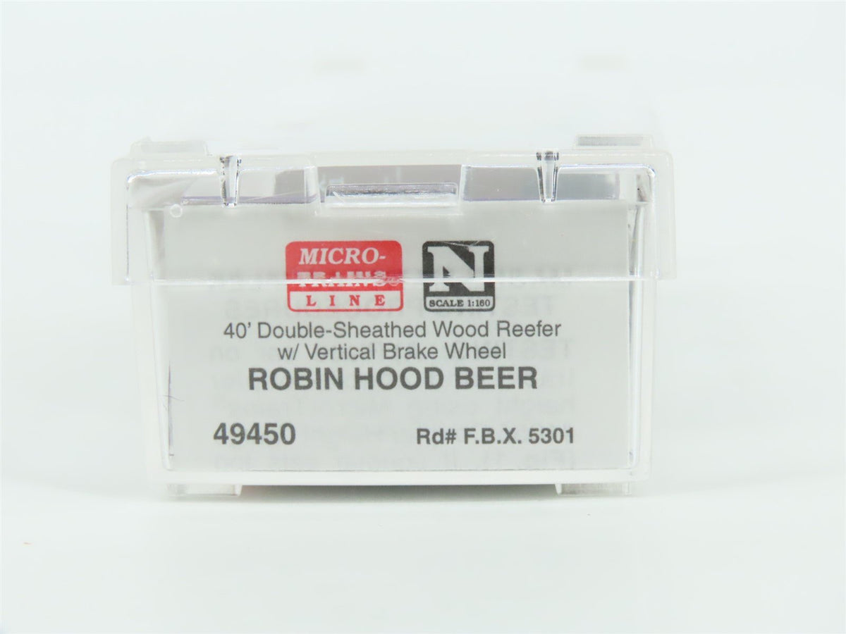 N Scale Micro-Trains MTL 49450 FBX Robin Hood Beer 40&#39; Wood Reefer #5301