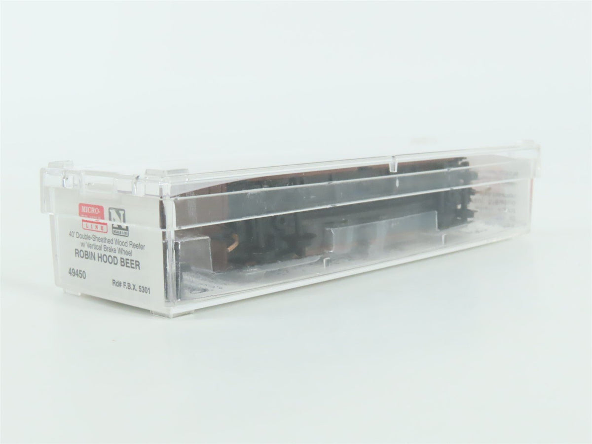 N Scale Micro-Trains MTL 49450 FBX Robin Hood Beer 40&#39; Wood Reefer #5301
