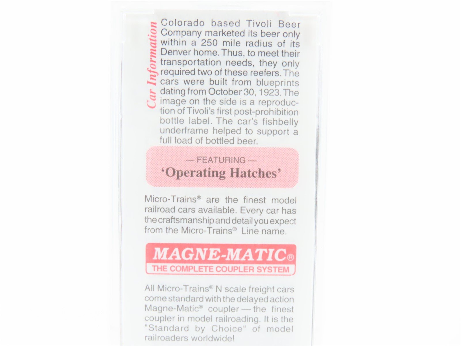 N Scale Micro-Trains MTL 49440 TUX Tivoli Beer 40' Wood Reefer #5101