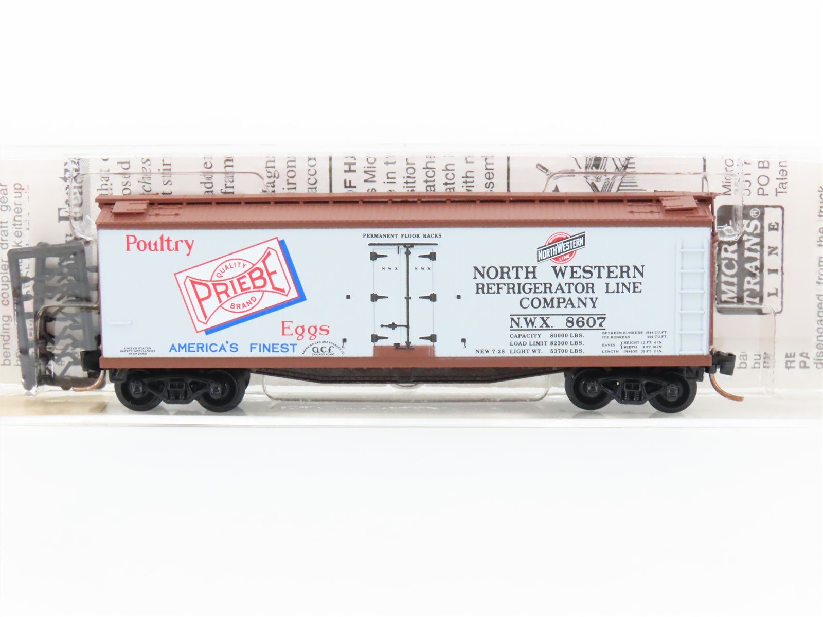 N Scale Micro-Trains MTL 49520 NWX Priebe Poultry & Eggs 40' Wood Reefer #8607