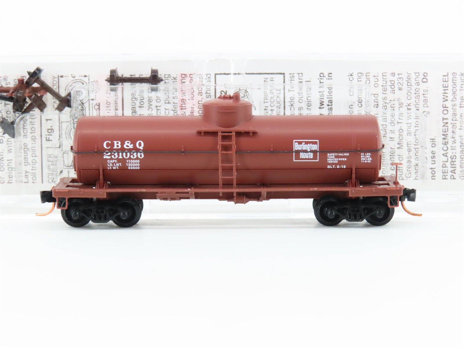 N Micro-Trains MTL 06500610 CB&Q Burlington Route Single Dome Tank Car 231036