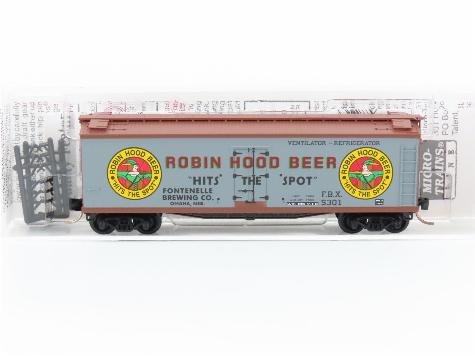 N Scale Micro-Trains MTL 49450 FBX Robin Hood Beer 40' Wood Reefer #5301