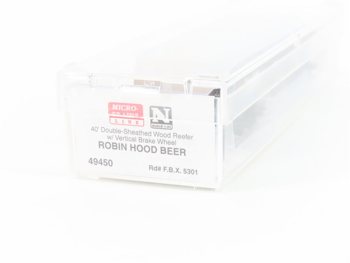 N Scale Micro-Trains MTL 49450 FBX Robin Hood Beer 40&#39; Wood Reefer #5301