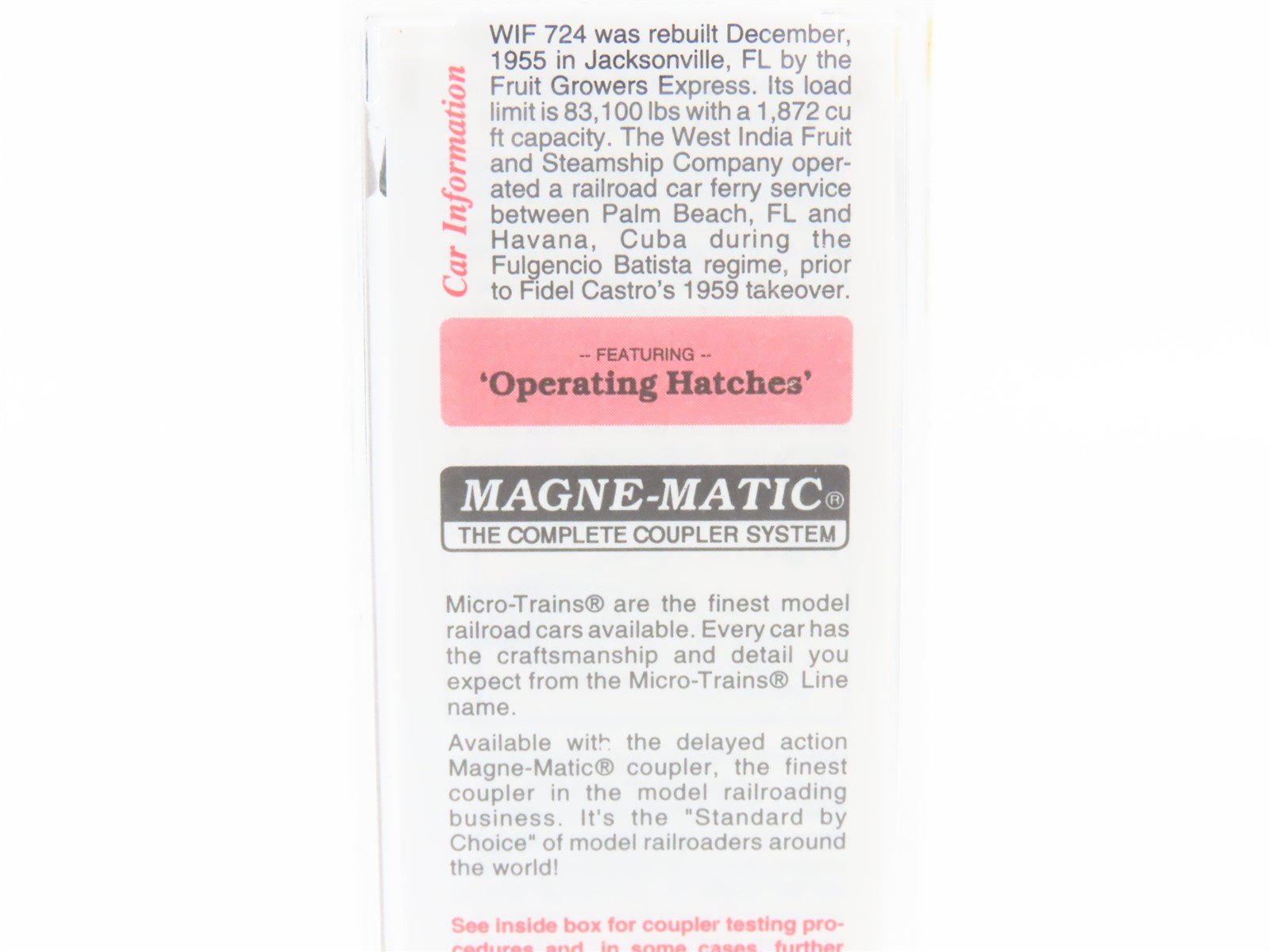 N Scale Micro-Trains MTL 49510 WIF West India Fruit & Steamship 40' Reefer #724