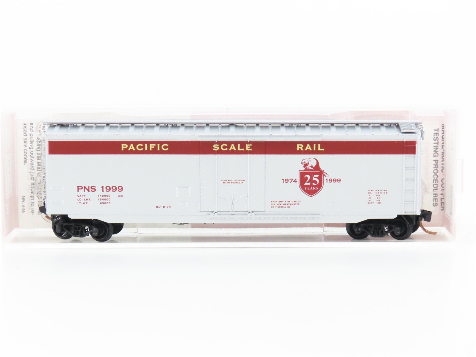 N Micro-Trains MTL PNS9 PNS Pacific Scale Rail 25th Anniversary Box Car #1999