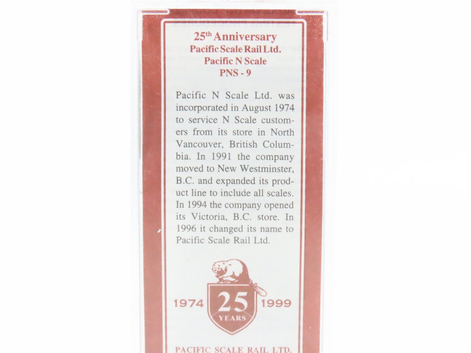 N Micro-Trains MTL PNS9 PNS Pacific Scale Rail 25th Anniversary Box Car #1999