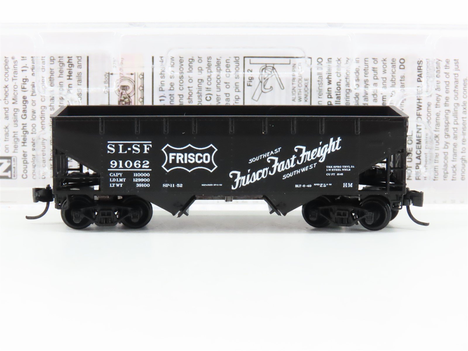 N Scale Micro-Trains MTL 05500610 SL-SF Frisco Fast Freight 2-Bay Hopper #91062