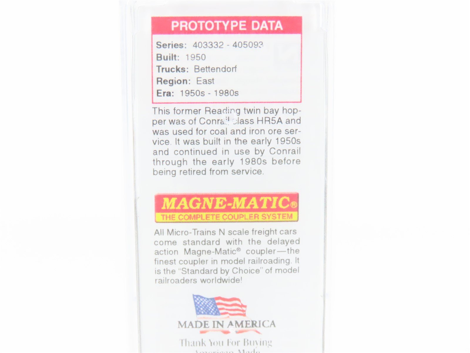 N Scale Micro-Trains MTL 05500530 CR Conrail Railroad 2-Bay Hopper #404138