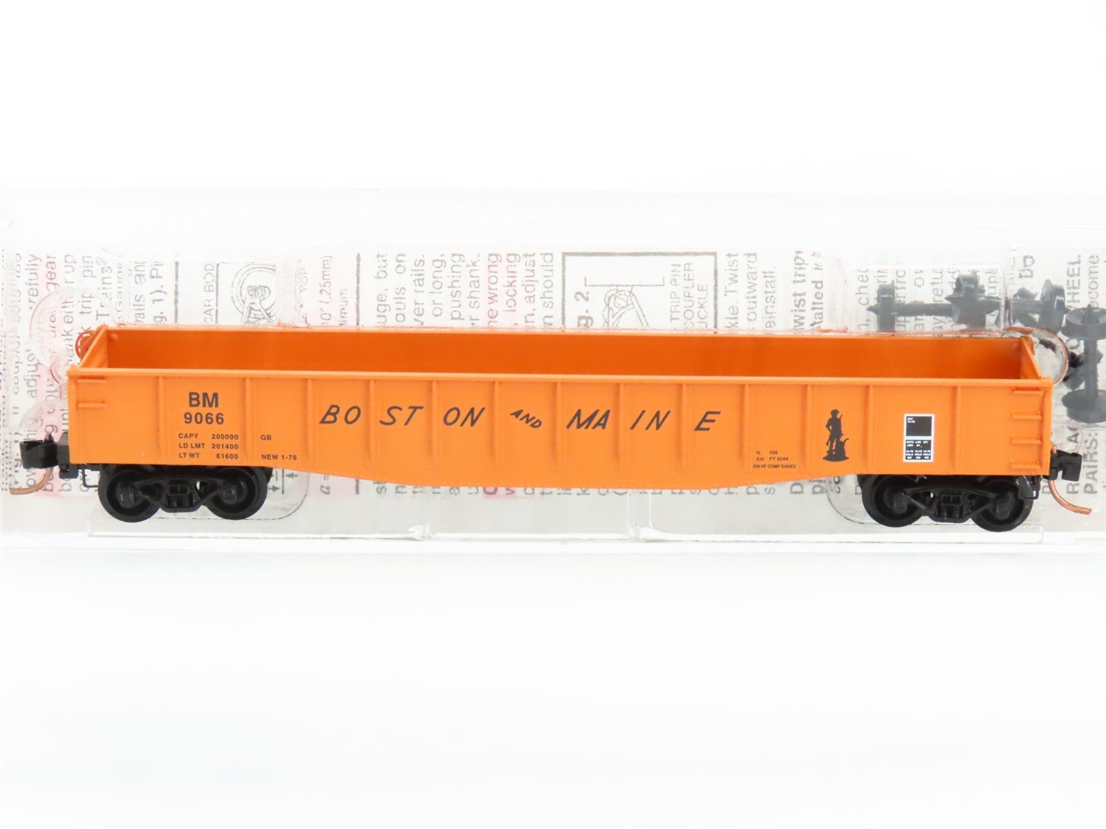 N Scale Micro-Trains MTL 46180 B&M Boston & Maine "Minuteman" 50' Gondola #9066