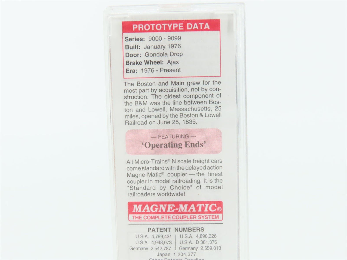 N Scale Micro-Trains MTL 46180 B&amp;M Boston &amp; Maine &quot;Minuteman&quot; 50&#39; Gondola #9066