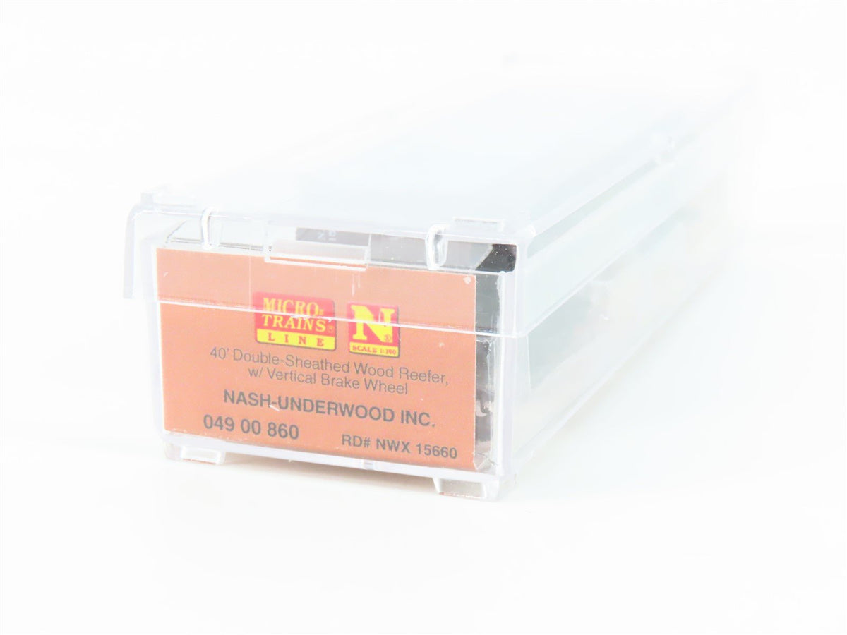 N Scale Micro-Trains MTL 04900860 NWX Nash-Underwood 40&#39; Wood Reefer #15660