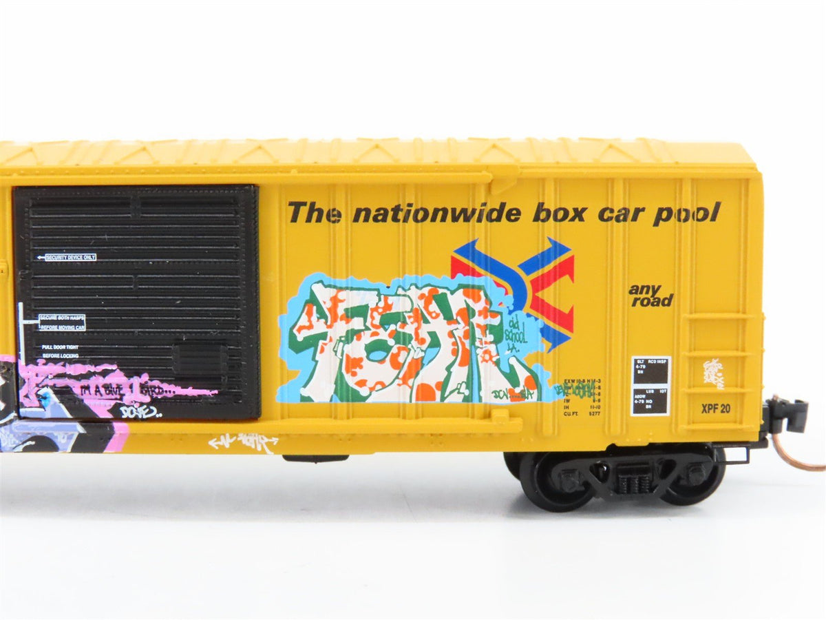 N Scale Micro-Trains MTL GCS RBOX Railbox &quot;Blue Bird&quot; Boxcar #31032 w/ Graffiti