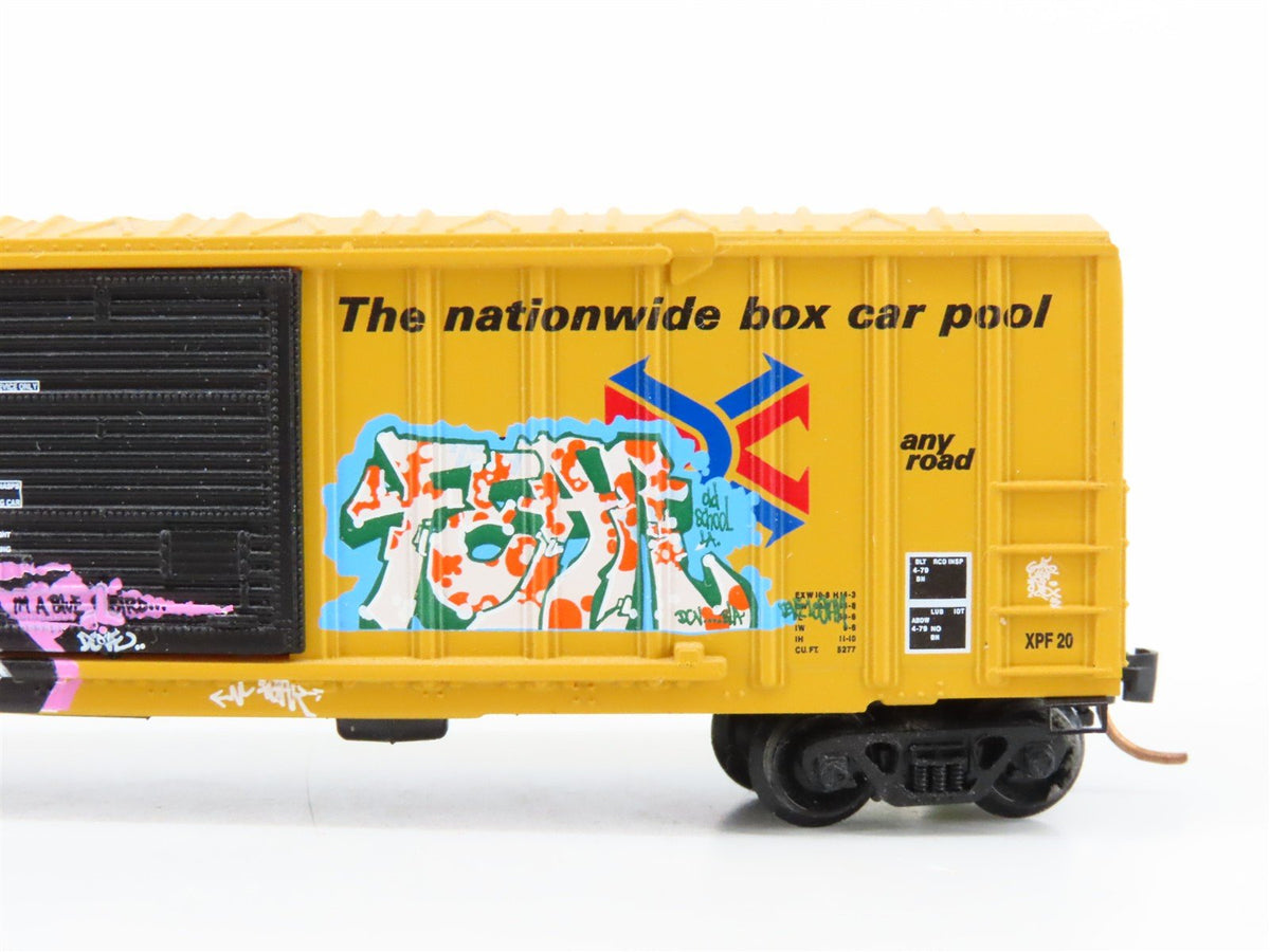 N Scale Micro-Trains MTL GCS RBOX Railbox &quot;Blue Bird&quot; Boxcar #31032 w/ Graffiti