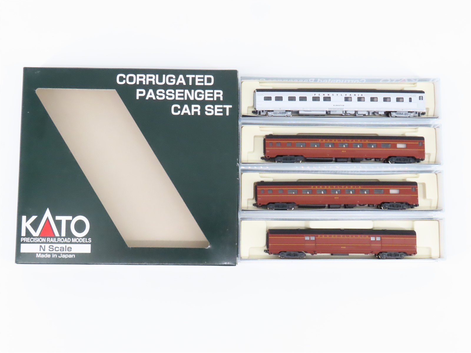 N KATO 106-1702 PRR Pennsylvania Baggage, Coaches & Sleeper Passenger Set of 4