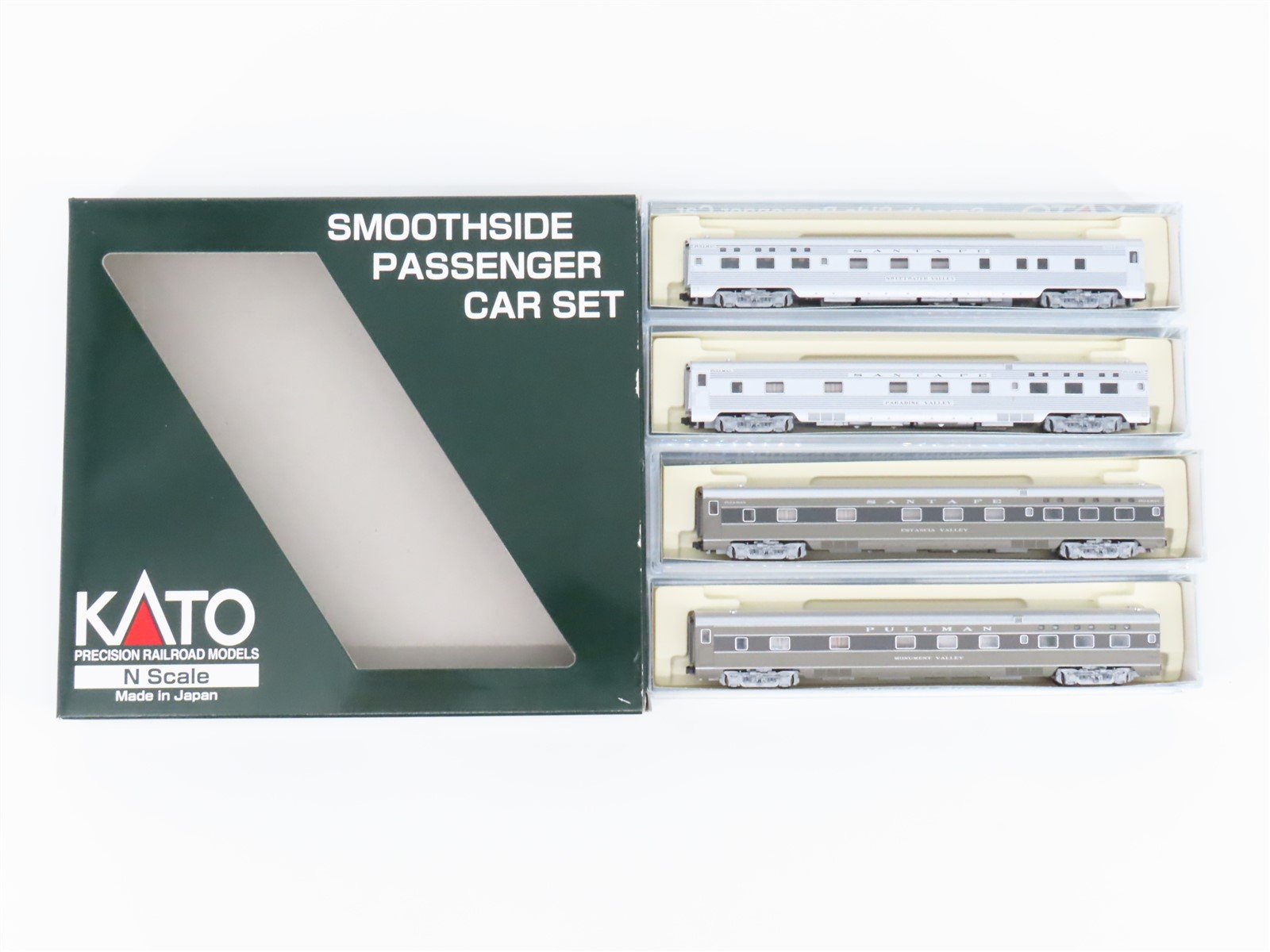 N Scale KATO 106-1401 ATSF Santa Fe Smooth Side Pullman Passenger Set of 4