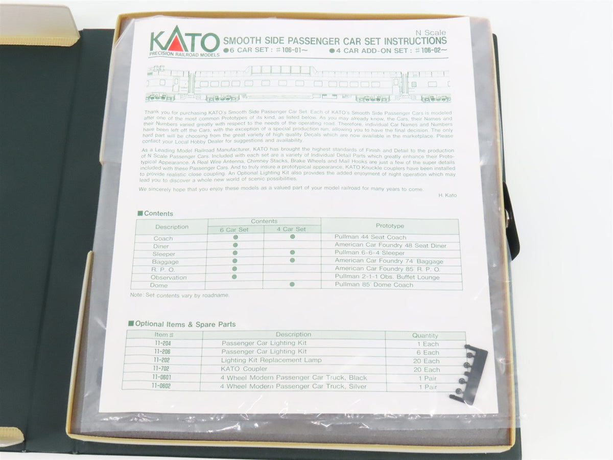 N Scale KATO 106-023 NYC Railroad Coaches, Sleeper, &amp; Baggage Passenger Set of 4