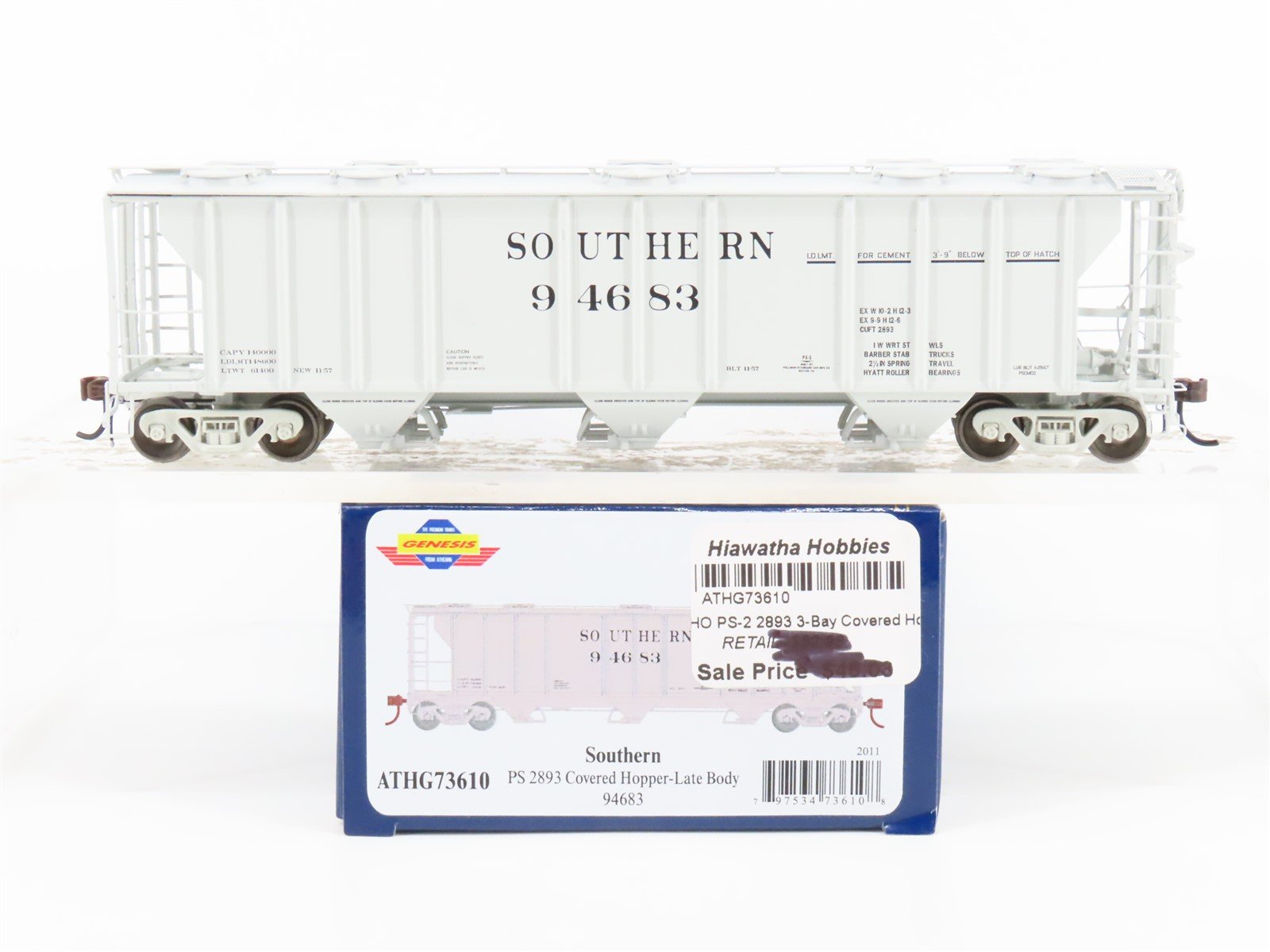 HO Scale Athearn Genesis ATHG73610 SOU Southern Railroad 3-Bay Hopper #94683