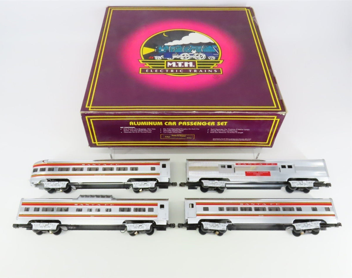 O Gauge 3-Rail MTH 20-6021 ATSF Santa Fe Aluminum Passenger 4-Car Set