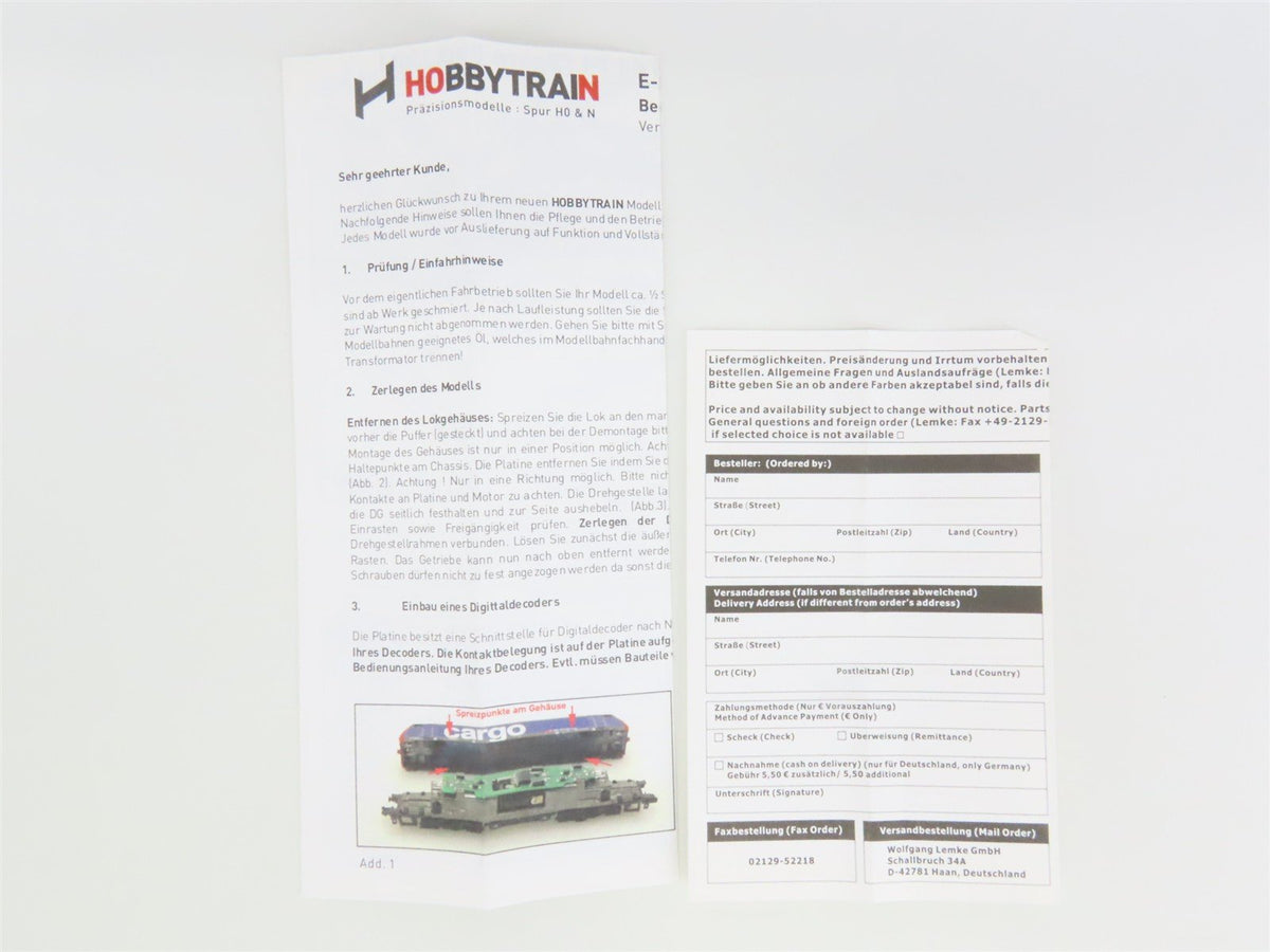 N Hobbytrain H2920 WLE Westphalian BR 189/ES64F4 Electric #801-4 - DCC Ready