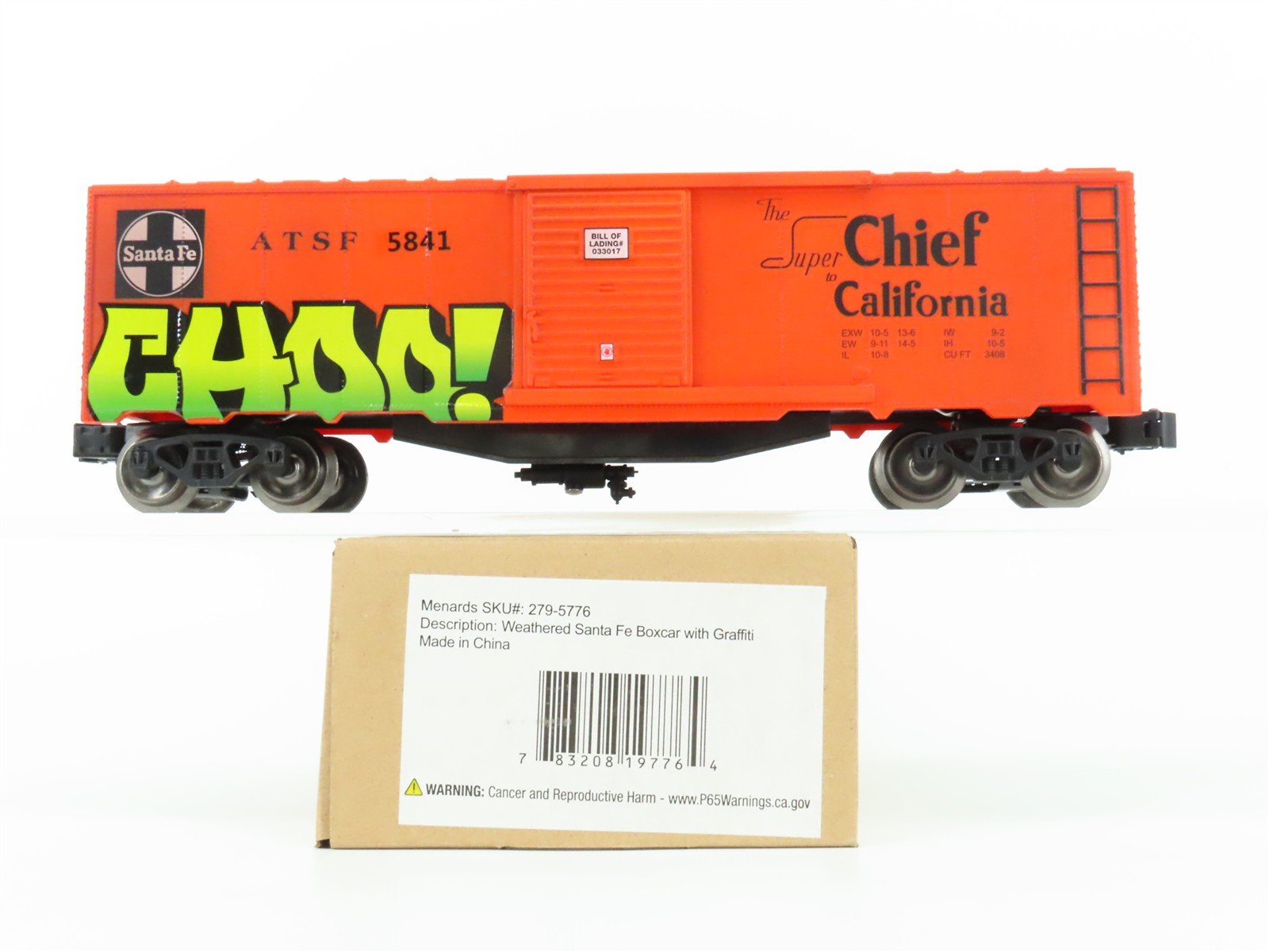 O Gauge 3-Rail Menards Gold Line 279-5776 ATSF Chief Box Car #5841 w/ Graffiti
