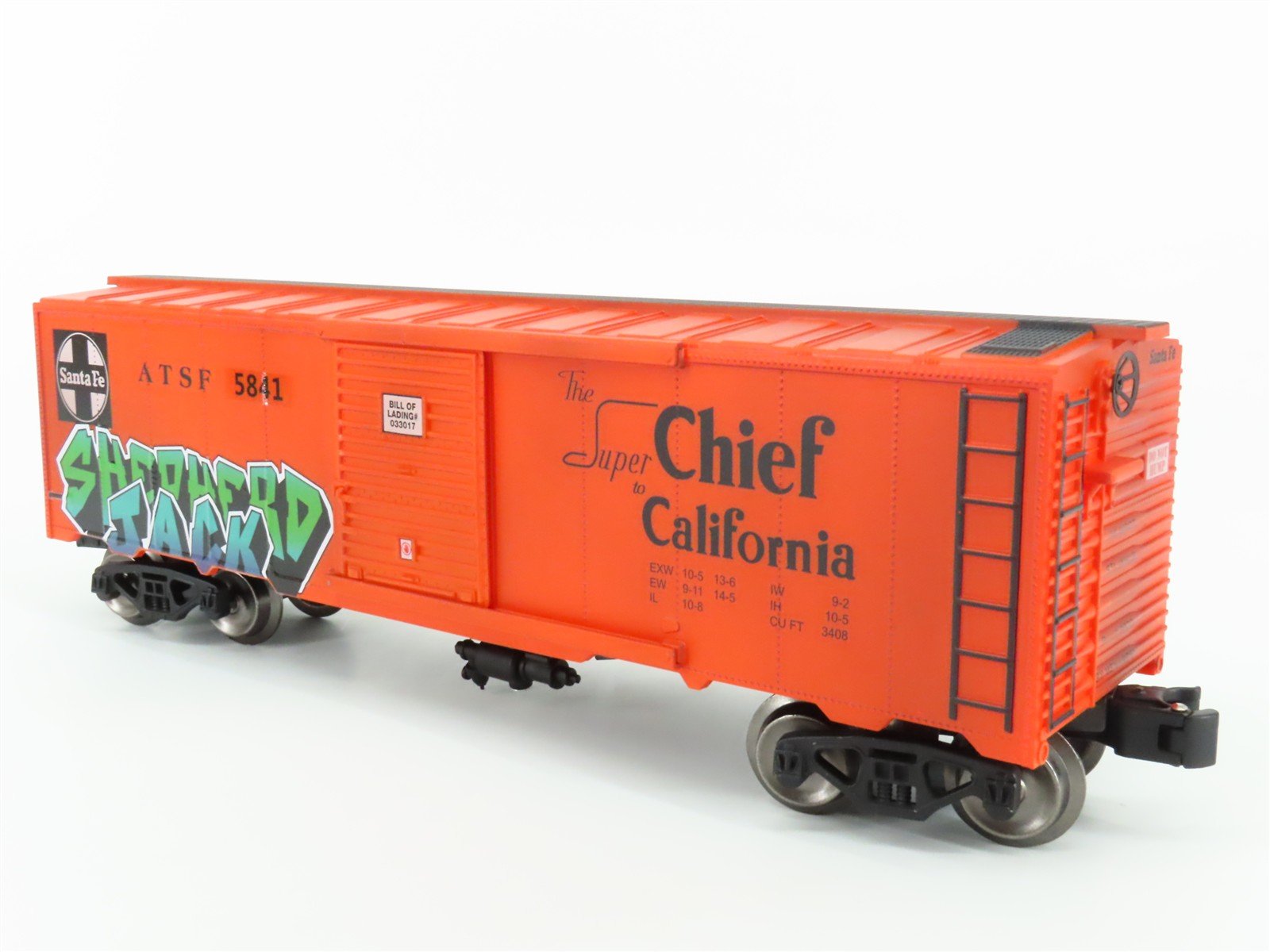 O Gauge 3-Rail Menards Gold Line 279-5776 ATSF Chief Box Car #5841 w/ Graffiti