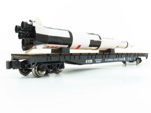 O Gauge 3-Rail Menards Gold Line 275-9122 FEC Flat Car #4928 w/ Saturn V Rocket