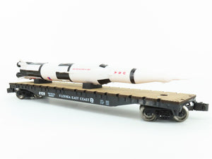 O Gauge 3-Rail Menards Gold Line 275-9122 FEC Flat Car #4928 w/ Saturn V Rocket